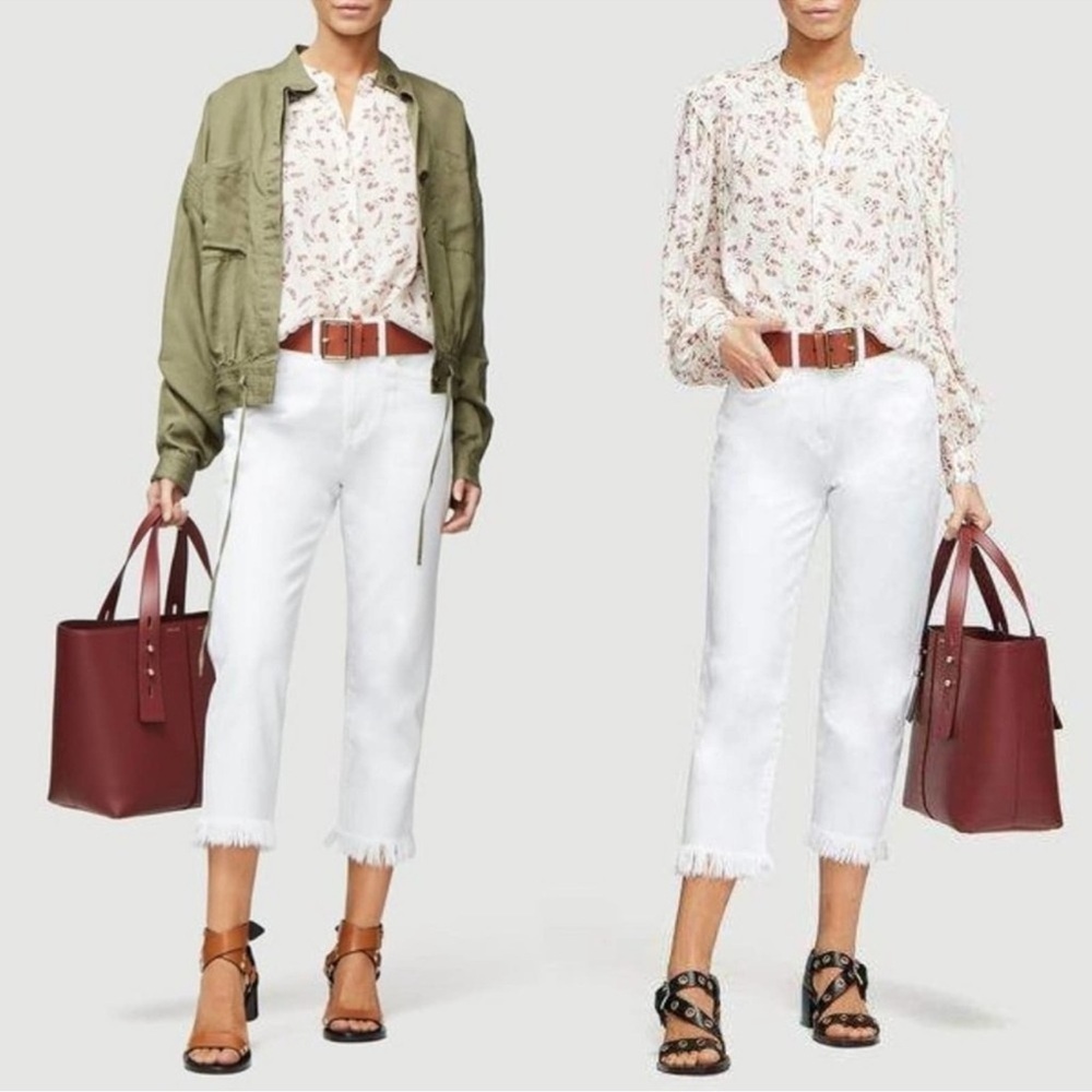 NWT Frame White Le Stevie Crop Raw Hem Jeans size 26